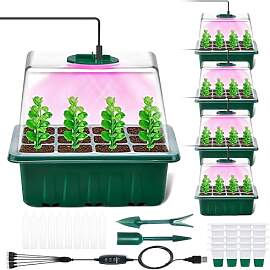 Mini Gewächshaus mit LED Pflanzenlampe, 5er Set
