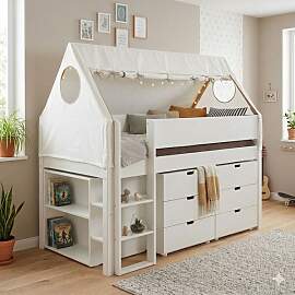Mini-Hochbett Kids Town Tipi Buche teilmassiv mit