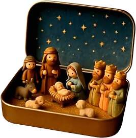 Mini Weihnachtskrippe In Einer Blechdose,