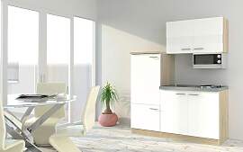 Miniküche m. Kühlschrank + Kochfeld Weiß B: ca. 