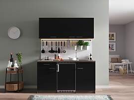 Miniküche Oliver mit Geräten ca. 150 cm Schwarz