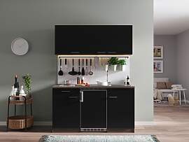 Miniküche Oliver mit Geräten ca. 150 cm Schwarz