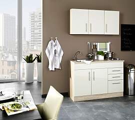Miniküche Toronto B: ca. 120cm Creme/Eichefarben