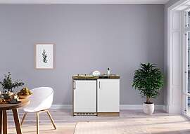 Miniküche Weiss/Eiche Sonoma m. Geräten B: ca.