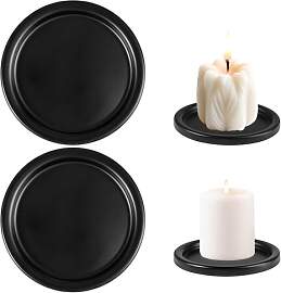 Minxulan 2 Stück Schwarze Kerzenteller, 10cm Rund 