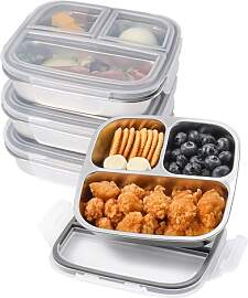 Misichao Edelstahl Snackbox mit 3 Fächern |