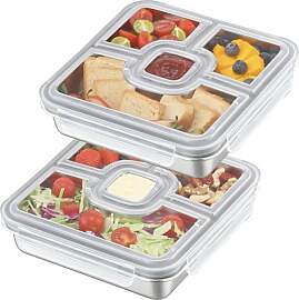 Misichao Lunchbox aus Edelstahl mit 4 Fächern – 