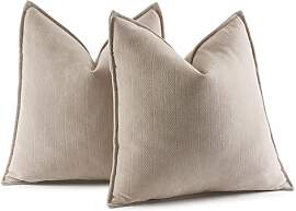 MIULEE 2er Kissenbezug 50x50 Beige Chenille
