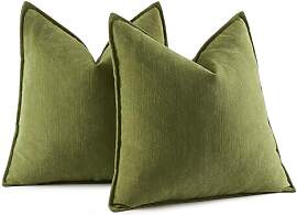MIULEE 2er Kissenbezug 60x60 Matcha Grün Chenille 
