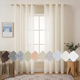 MIULEE 2er Set Voile Vorhang Sheer Leinenvorhang