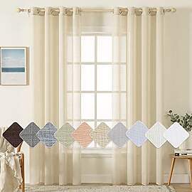 MIULEE 2er Set Voile Vorhang Sheer Leinenvorhang