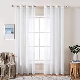 MIULEE 2er Set Voile Vorhang Sheer Leinenvorhang