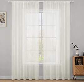 MIULEE 2er Set Voile Vorhang Transparente Gardine