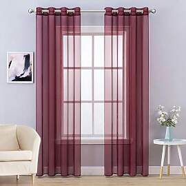 MIULEE 2er Set Voile Vorhang Weihnachtsdeko mit