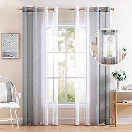 MIULEE 2er Set Voile Vorhang Zweifarbiger Vorhang