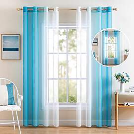 MIULEE 2er Set Voile Vorhang Zweifarbiger Vorhang