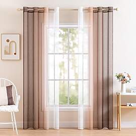 MIULEE 2er Set Voile Vorhang Zweifarbiger Vorhang