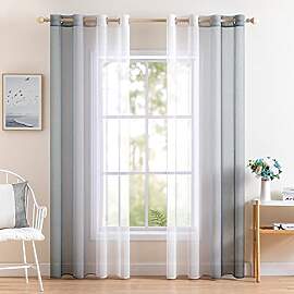 MIULEE 2er Set Voile Vorhang Zweifarbiger Vorhang