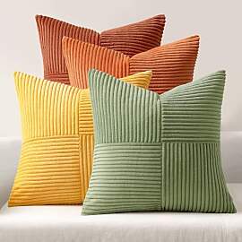 MIULEE 4er Set Kordsamt Kissenbezug Patchwork