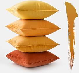 MIULEE 4er Set Samt Kissenbezug 50x50 cm Orange