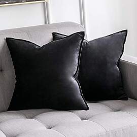 MIULEE Samt Kissenbezug 50x50 Kissen Schwarz