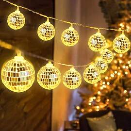 mizikuu 10 LED Discokugel Lichterkette, 150cm