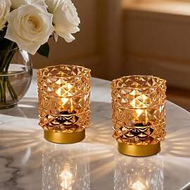 MJ PREMIER Kabellose Tischlampe Gold Warmweiß,