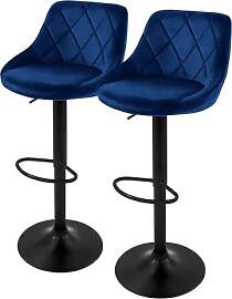 ML-Design Barhocker 2er Set, Bezug aus Samt, Blau, 