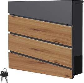 ML-Design Briefkasten Anthrazit/Holzoptik Eiche,