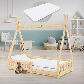 ML-Design Kinderbett Tipi 70x140 cm Natur mit
