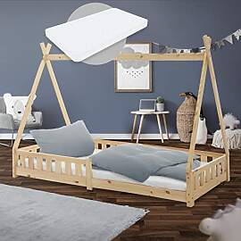 ML-Design Kinderbett Tipi 90x200 cm Natur mit