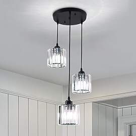 Modern 3-Lichter Kristall Kronleuchter Schwarz,