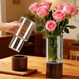 Modern Zylinder Vase Glas Blumenvase, Glasvase mit 