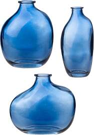 Moderne Glasvase Vase Kyoto Ultramarin Blau (3er