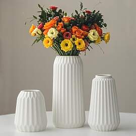 Moderne Keramikvasen-Set, 3-teilig, Gerippt,