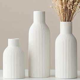 Moderne Keramikvasen-Set, 3-teilig, Gerippt,