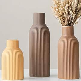 Moderne Keramikvasen-Set, 3-teilig, Gerippt,