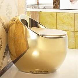Moderne, vergoldete, einteilige, runde Toilette