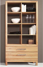 Modernes Bücherregal mit Schubladen Kernbuche