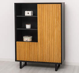 modernes Highboard mit Lamellentüren schwarz /