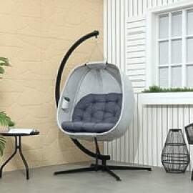 MODFU Ei-Hängesessel mit Kissen und Becherhalter, 