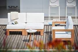 Modulsofa Arki Eckelement aus recyceltem Teakholz, 