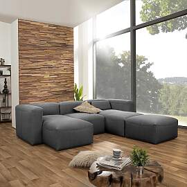 Modulsofa mit Armlehnen Flachgewebe (vierteilig)