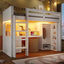 Moimhear Hochbett, Mit LED-Leuchten,