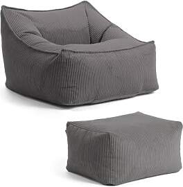 mokebo Sitzsack Sessel mit Hocker aus Cord