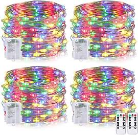 MOLVCE LED Lichterkette Batterie, 4er 50LED 5M