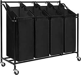 Mondeer Wäschesortierer 4 Fächer, Wäschekorb,