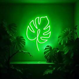 Monstera Blatt Neon Schild Grünes Blatt Neonlicht 