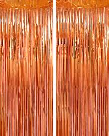 Montegoni 2 Stück Lametta Vorhänge Orange
