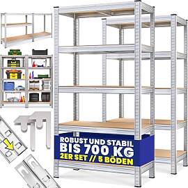 Monzana® 2X Schwerlastregal 170x75x30cm 350kg 5